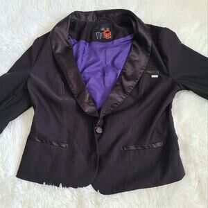 G By Guess All Black Button Business Casual Blazer Women's Large